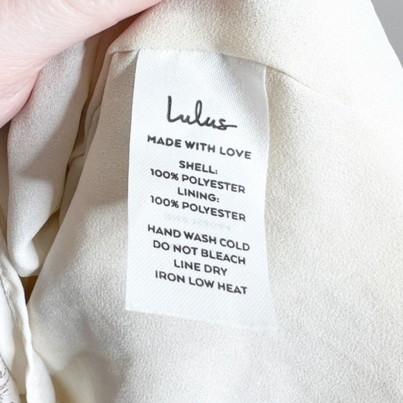 Lulus Women's Floral V-Neck Back Cut Out Neutral Flowy Sheer Ruffle Mini Dress - Picture 15 of 16